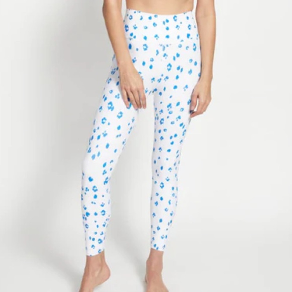 Sage Collective Leopard Printed 7/8 Leggings Blue and White Medium